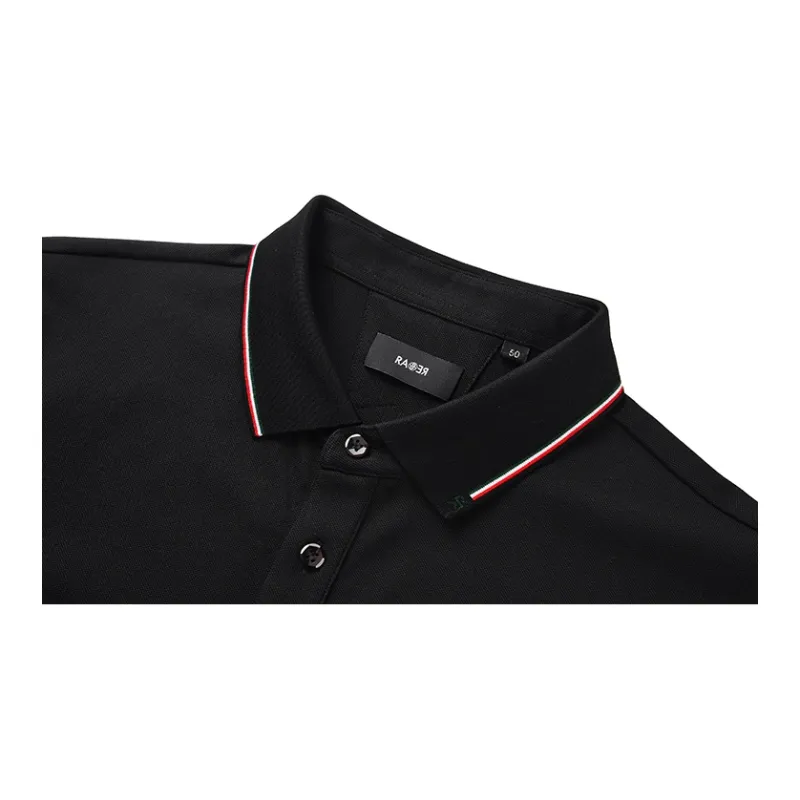 RARE Lapel Short Sleeved T Shirts Polo Shirt Men's Black-3