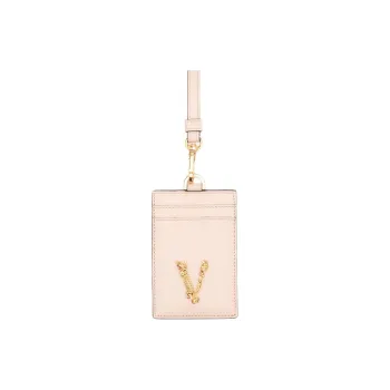 VERSACE Virtus Cow Leather Card Clip Card Holder Women's Pink