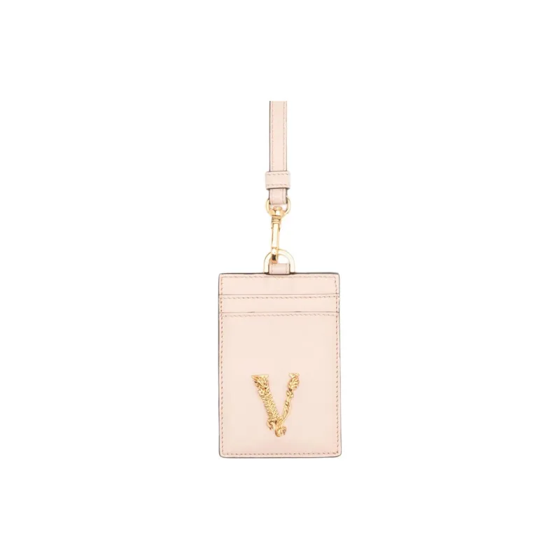 VERSACE Virtus Cow Leather Card Clip Card Holder Women's Pink-0