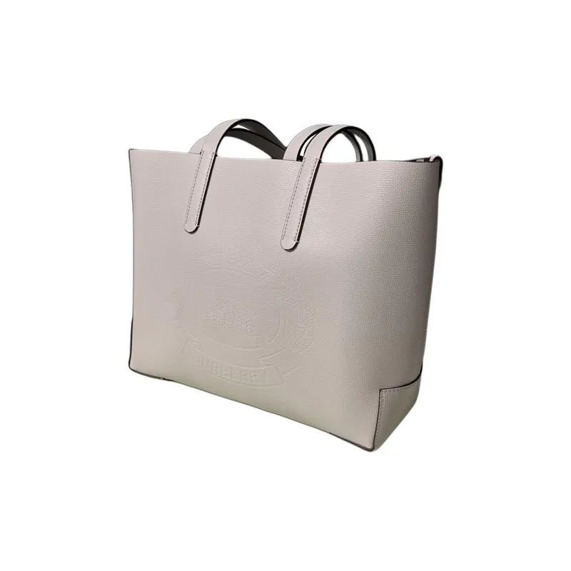 Burberry Vintage Cow Leather Tote Bag Shopping Bag Shoulder Bag Handbag Large Size Women's Khaki-1