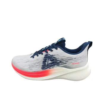 PEAK Cushioning Anti-Slip Wear-Resistant Breathability Low-Top Running Shoes Men's White Blue