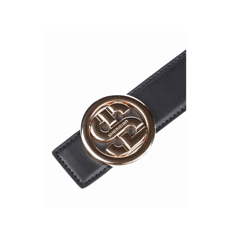 SHERIDan Business Casual Cow Leather Plate Buckle Belt Men's Black Width  3.5cm-1