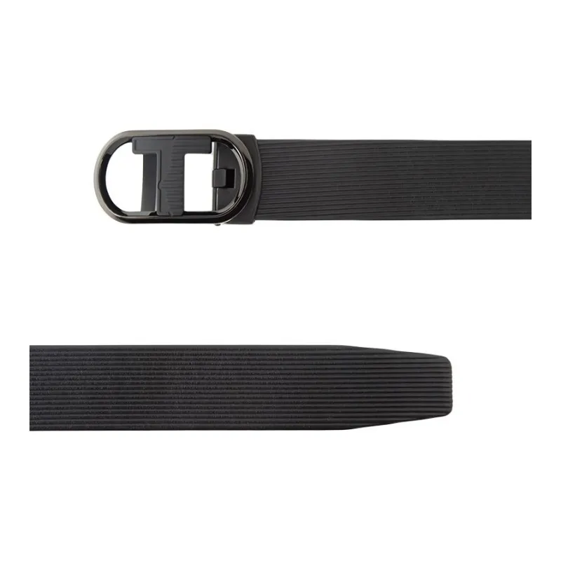Thereble Genuine Leather Business Casual Top Grain Cow Leather Automatic Buckle Belt Belt Men's Black Width 3.7cm-1