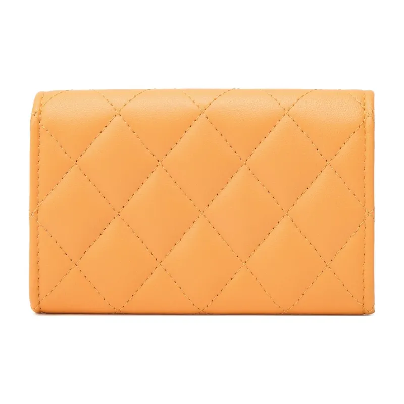 CHANEL Lambskin Clutches Wallets Women's Orange-2