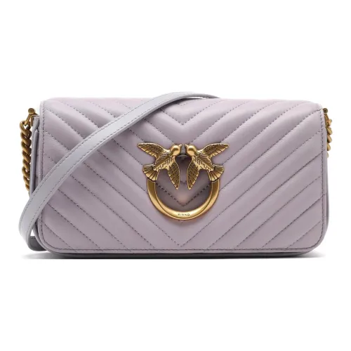 PINKO Click Series Leather Crossbody Bag Shoulder Bag Women's Pearl Gray