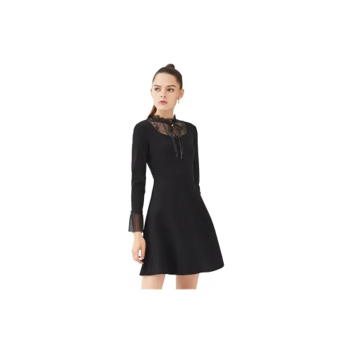 JZ. ANNAKRO Long-Sleeved Dresses Women's Plain Black