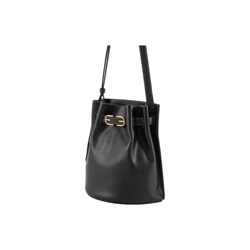 SAM EDELMAN Cow Leather Crossbody Bucket Bag Shoulder Bag Medium Size Women's Black-3
