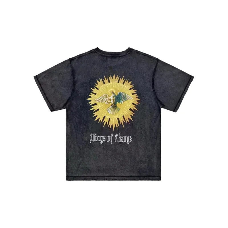 False Perception SS24 T Shirt Unisex Washed Black-1