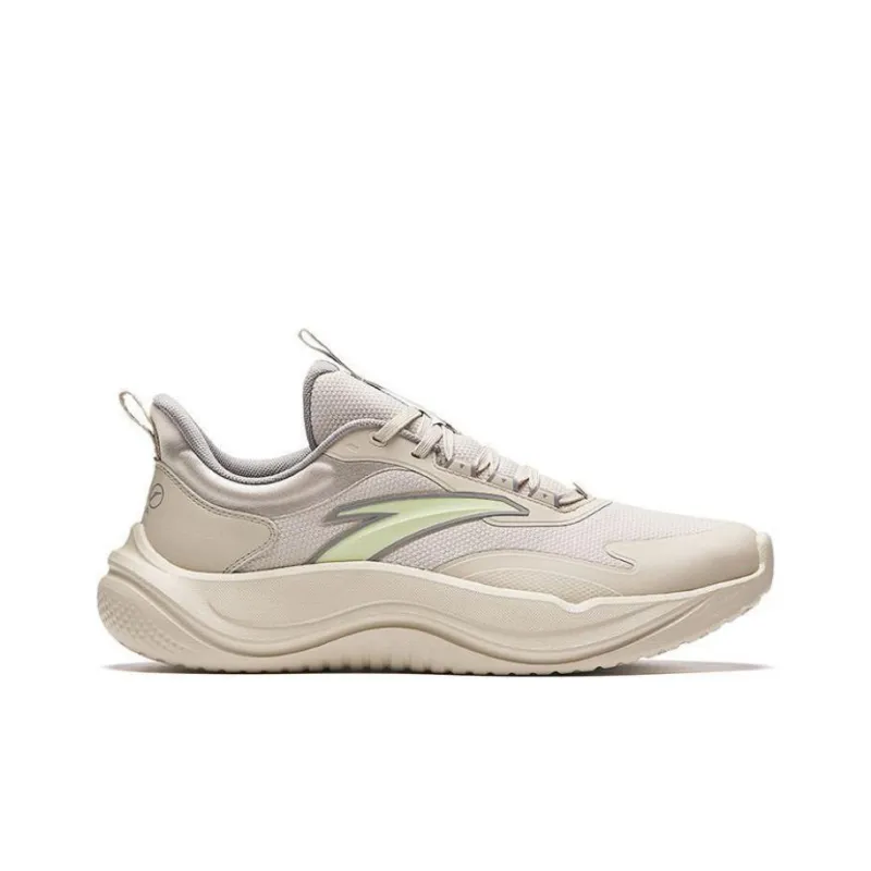 Anta Breathable Lightweight Rebound Low Top Running Shoes Men's Beige Gray Green-1