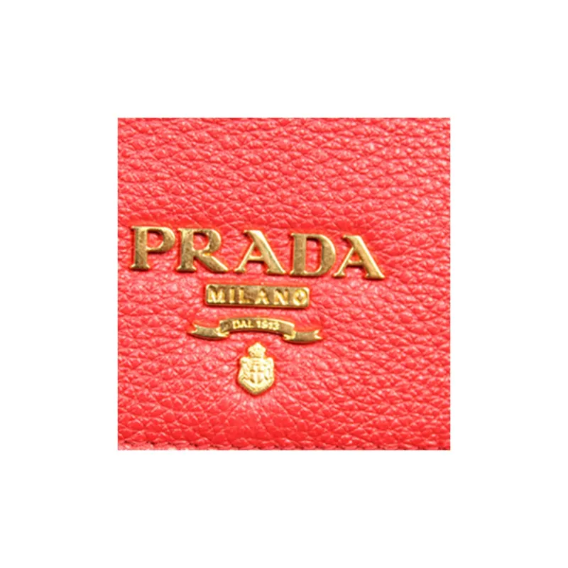 PRADA Cow Leather Wallet Women's Red-5