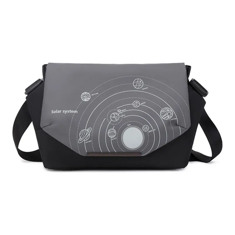 TAKI PU Fashion Casual Versatile Crossbody Bag, Shoulder Bag Unisex Black Gray/Gray Blue-0