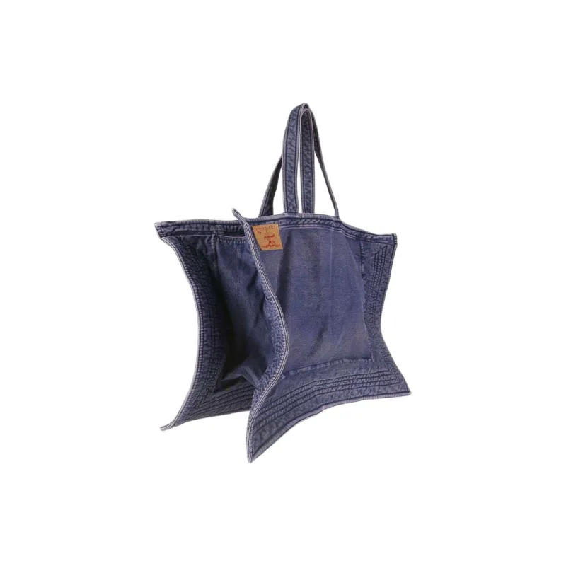 YProject 100% Cotton One Shoulder Handbags Unisex Purple Navy Blue-1