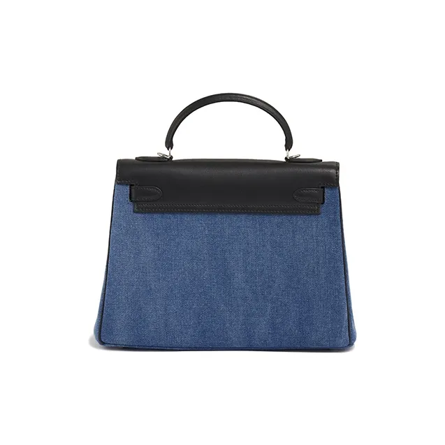 HXXXXS Cow Leather Parody Collection One Shoulder Handbag Tubas Unisex Denim Blue-3