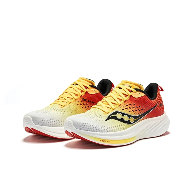 Saucony RIDE 17 Cushioning Low Top Running Shoes Men's White Yellow-2