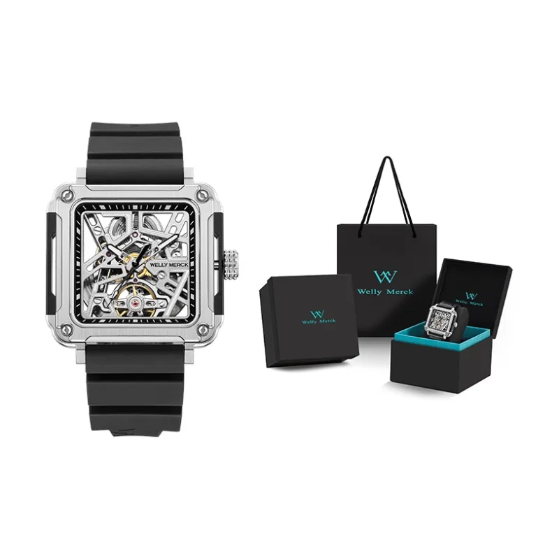 Welly Merck Automatic Mechanical Movement Men's Watches Cut Out Dial WM091M 1-9