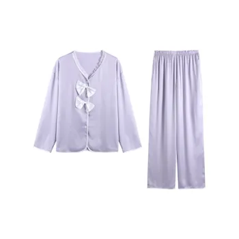 Flow Yarn Pajama Set Women's Two Piece Set Purple