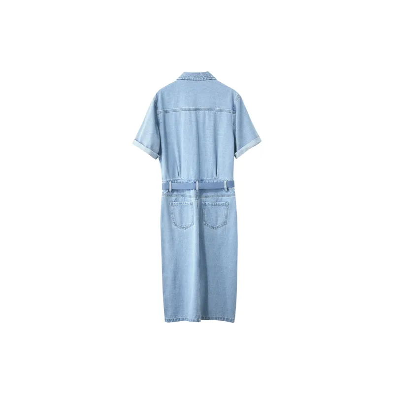 AMII Short Sleeved Dress Women's Denim Blue-1