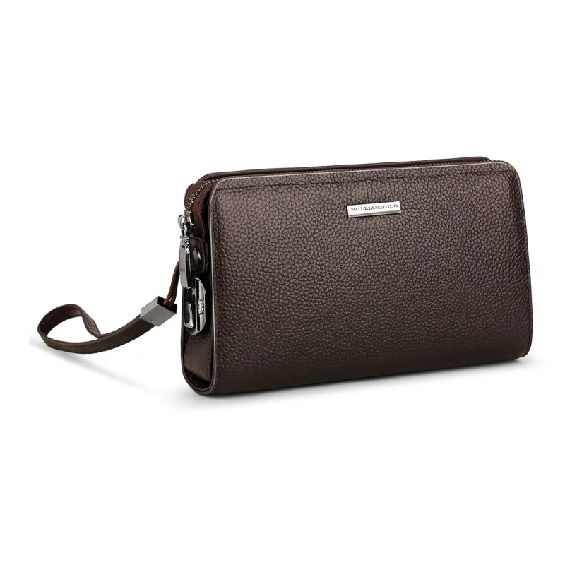 WilliamPOLO Top Grain Cow Leather Lock Design Clutch Large Size Men's Multicolor-9