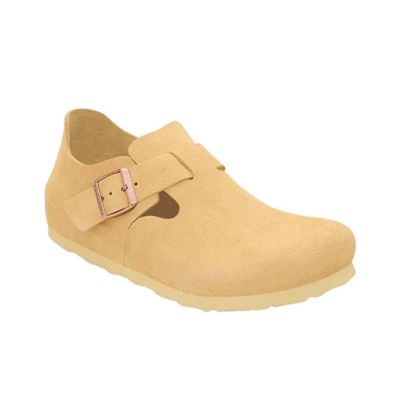 Birkenstock London Suede Leather Narrow Fit Shoes 'Latte Cream' Women's-2