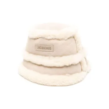 Jacquemus Logo patch Shearling Bucket Hat