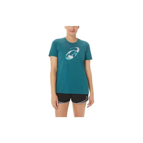 Asics HIBISCUS SPIRAL T-Shirts Women's Turquoise