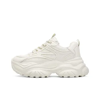 AOKANG Chunky Sneakers Women's Low Top Beige/Black