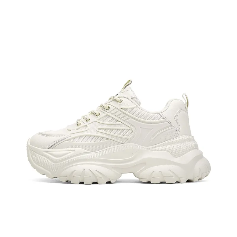 AOKANG Chunky Sneakers Women's Low Top Beige/Black-0