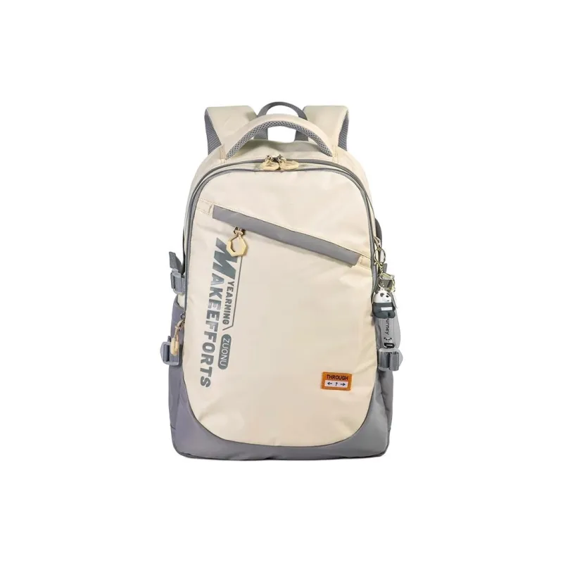 ZUONU Oxford Backpack Large Size Unisex Greige/Cherry Blossom Pink/Dusty Pink/Black Gray Color/Vibrant Orange-1