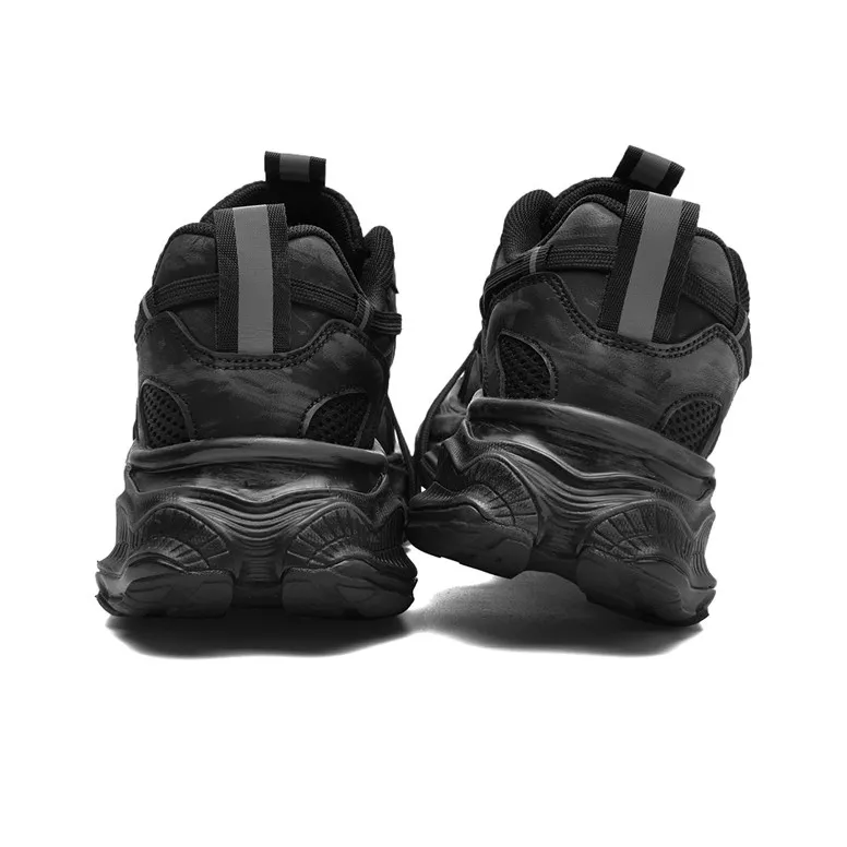 AOKANG Chunky Sneakers Women's Low Top Black Distressed/Black/Gray/Gray Distressed-11