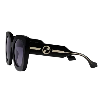 GUCCI Injection Molded Irregular Shape Sunglasses Unisex Black