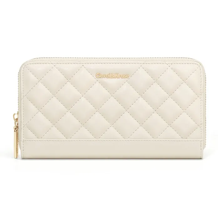 CinvaiKrose Calfskin With Microfiber Chanel Inspired Coin Purse, Clutch Wallet Women's Black-7