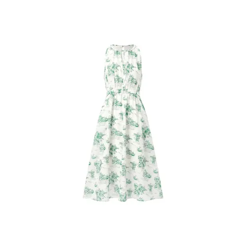 PEACEBIRD Daria Song Co-titled Series Sleeveless Dresses Women's Green Pattern