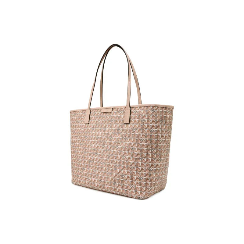 TORY BURCH Canvas Combo Bag Tote Bag Shopping Bag Handbag Shoulder Bag Medium Size Women's Peach Pink-2