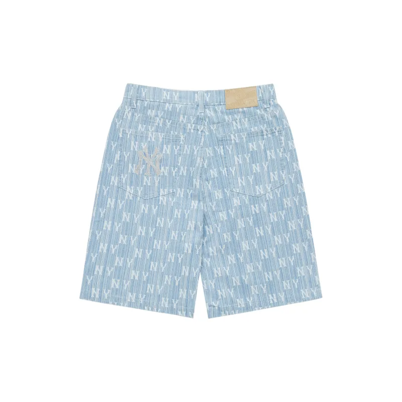 MLB MEN'S CLASSIC MONOGRAM STRIPE DENIM SHORTS NEW YORK YANKEES-1