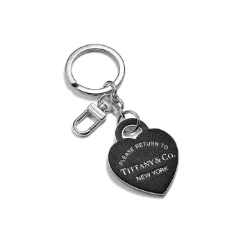 TIFFANY & CO. Leather Keychains Unisex Black