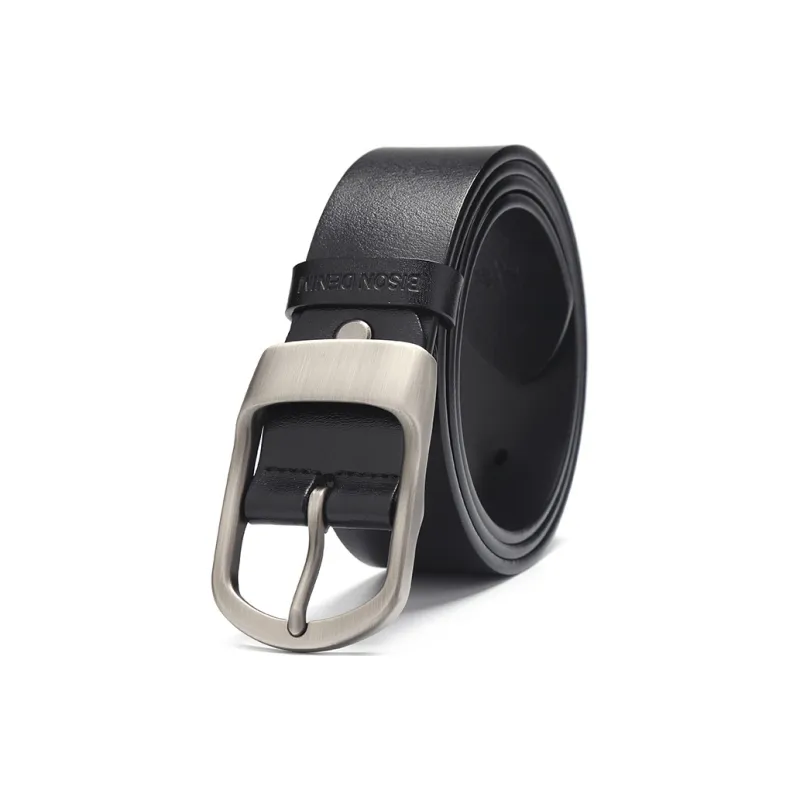BISON DENIM Individual Design Pin Buckle Leather Belts Men's Width 3.5CM-2