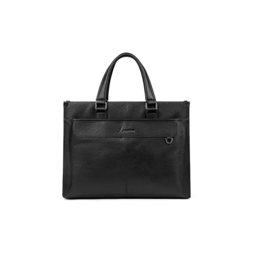 L'ALPINA Cow Leather Laptop bag Heiress Commute Handbag Heiress Briefcase Large Size Men's Black