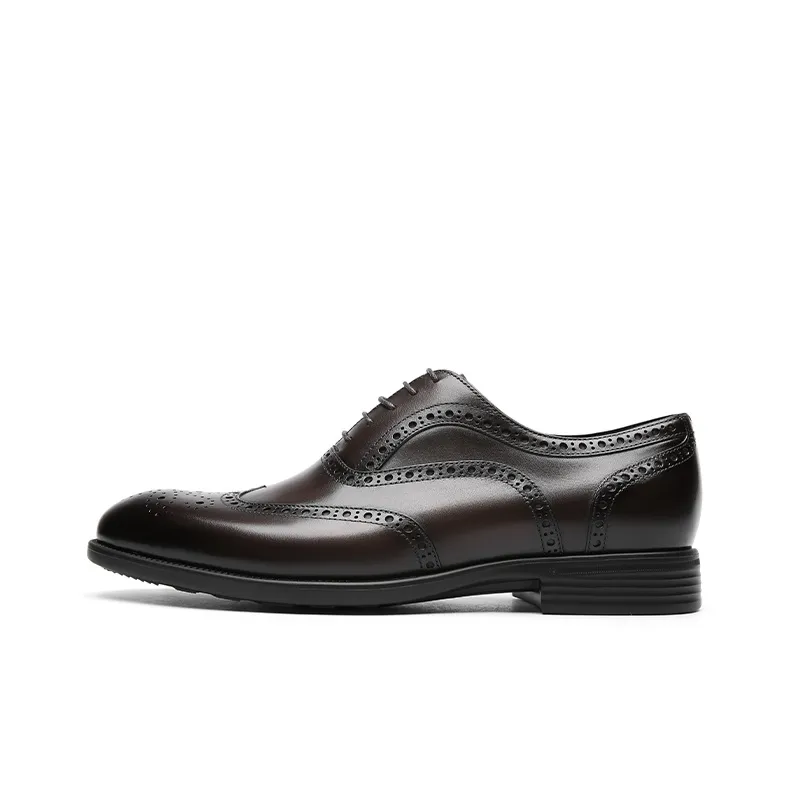 GOLDLION Dress Shoes Men Low Top Brown/Black-0