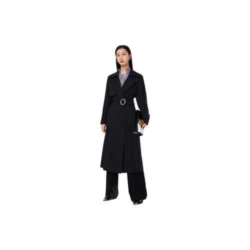 GOOBGS Trench Coats Women's Classic Black