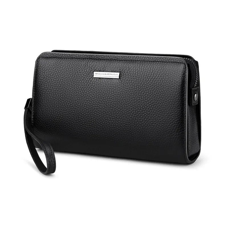 WilliamPOLO Top Grain Cow Leather Lock Design Clutch Large Size Men's Multicolor-0