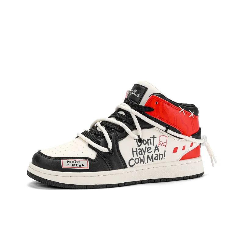 The Simpsons Skateboard Shoes Unisex High Top Black/Classic Black Red-3