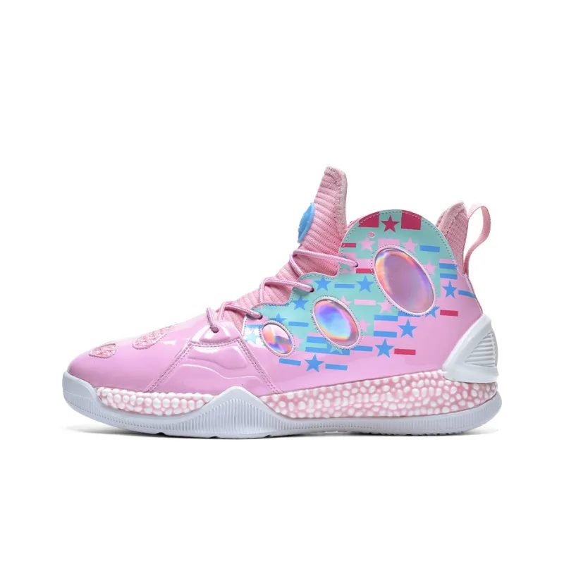 IVERSON Anti Slip Wear Resistant High Top Basketball Shoes Unisex Cherry Blossom Pink-0