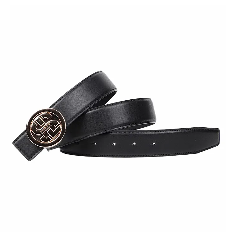 SHERIDan Business Casual Cow Leather Plate Buckle Belt Men's Black Width  3.5cm-3