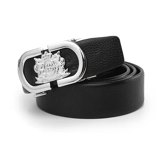 SHERIDan Business Casual Automatic Buckle PU Leather Belts Men's Black-1