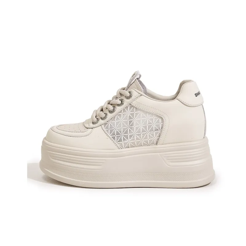 Milan Love Song Cushioned Height Increase Wear-Resistant Breathable Low-Top Chunky Sneakers Women's-6