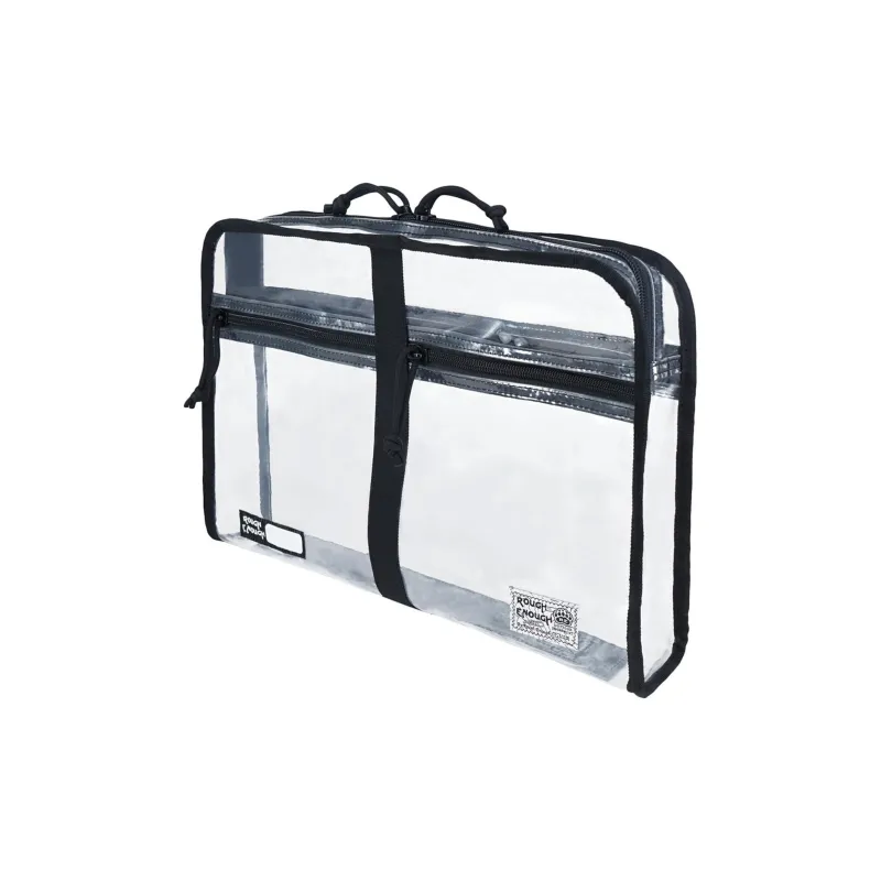 Rough Enough PVC Briefcase Handbag Storage Bag Clutch Medium Size Unisex Transparent-1
