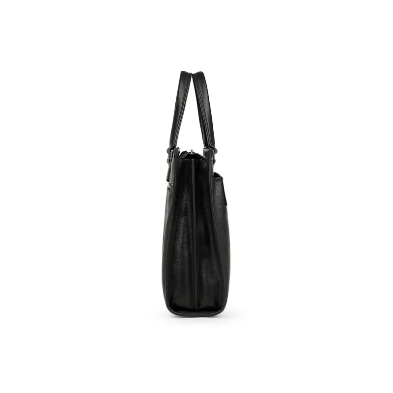 L'ALPINA Cow Leather Laptop Bag, Commute Bag, Handbag, Briefcase Tubas Men's Black-2