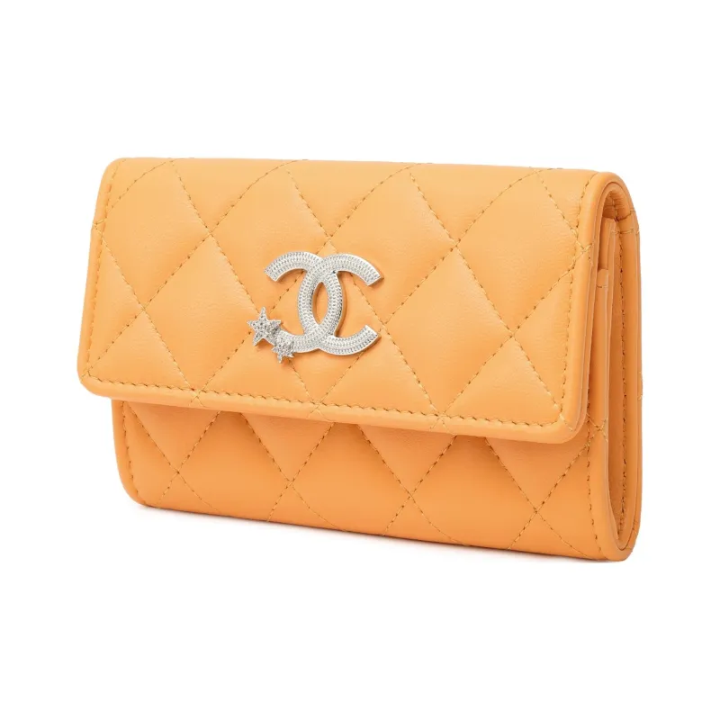 CHANEL Lambskin Clutches Wallets Women's Orange-1