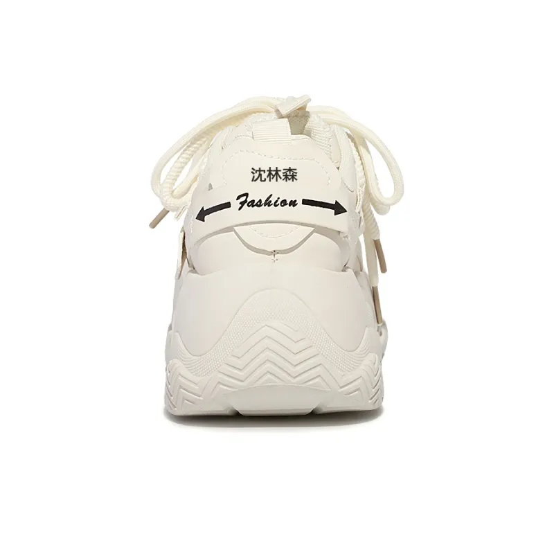 Shen Linsen Abrasion Resistant Low Top Chunky Sneakers Women's Beige-6