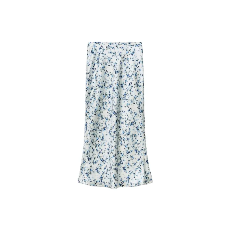 ZARA Casual Long Skirts Women's Blue-1